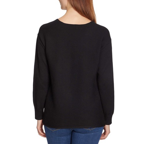 Ella Moss Ladies Ribbed V-Neck Sweater Black 2XL / XXL - Picture 3 of 6