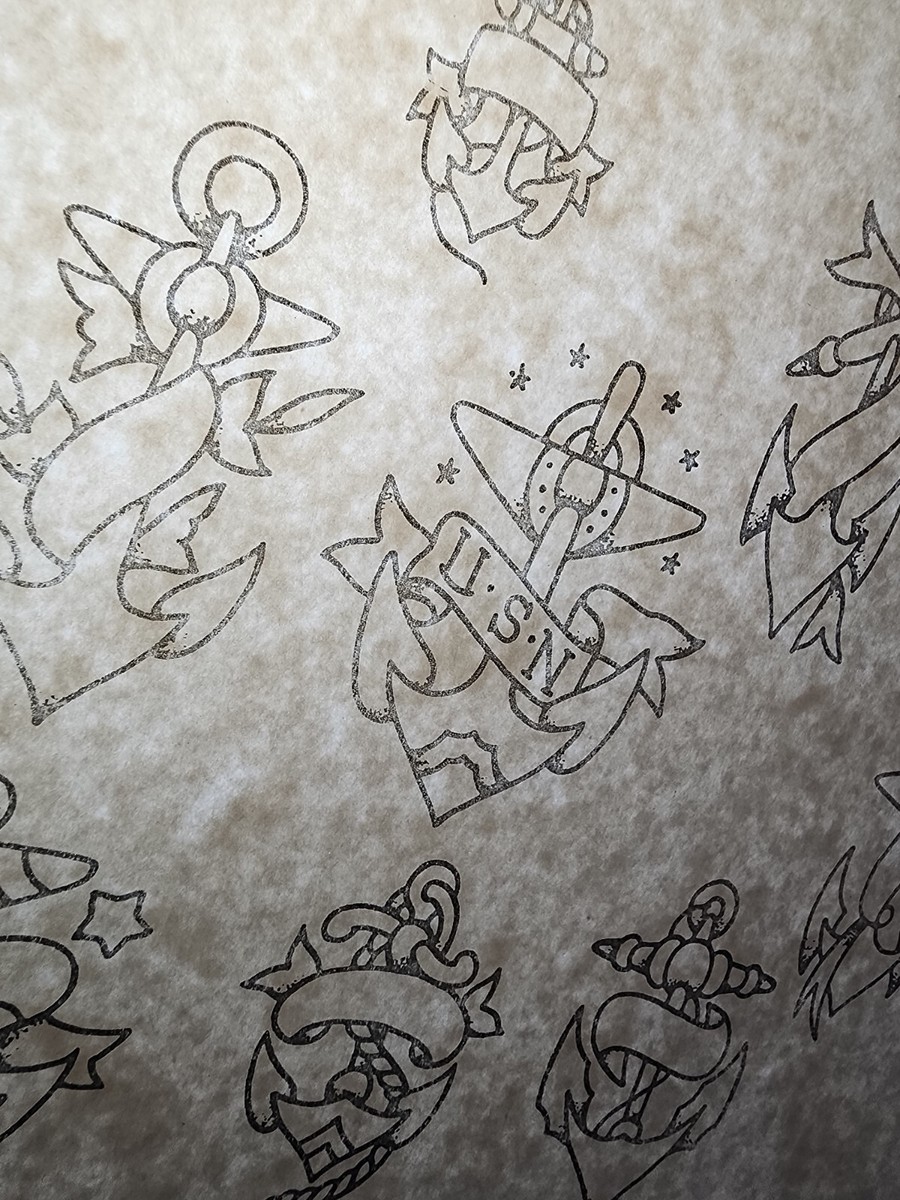 ORIGINAL Vintage Early Spaulding & Rogers Shop Used Tattoo Flash