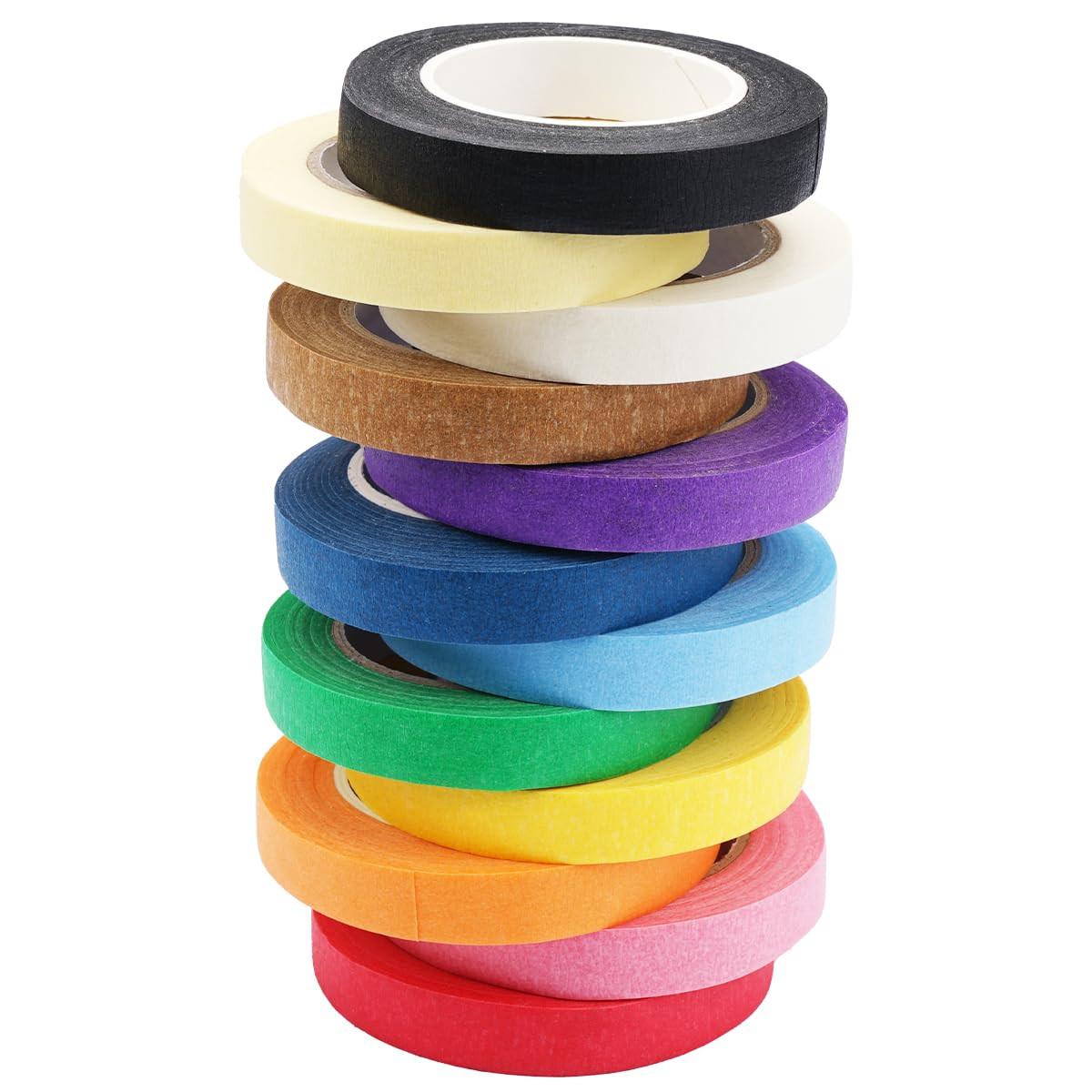 Bunte Kreppbänder - 12 Rollen Masking Tape für Kunst, Deko & Scrapbooking