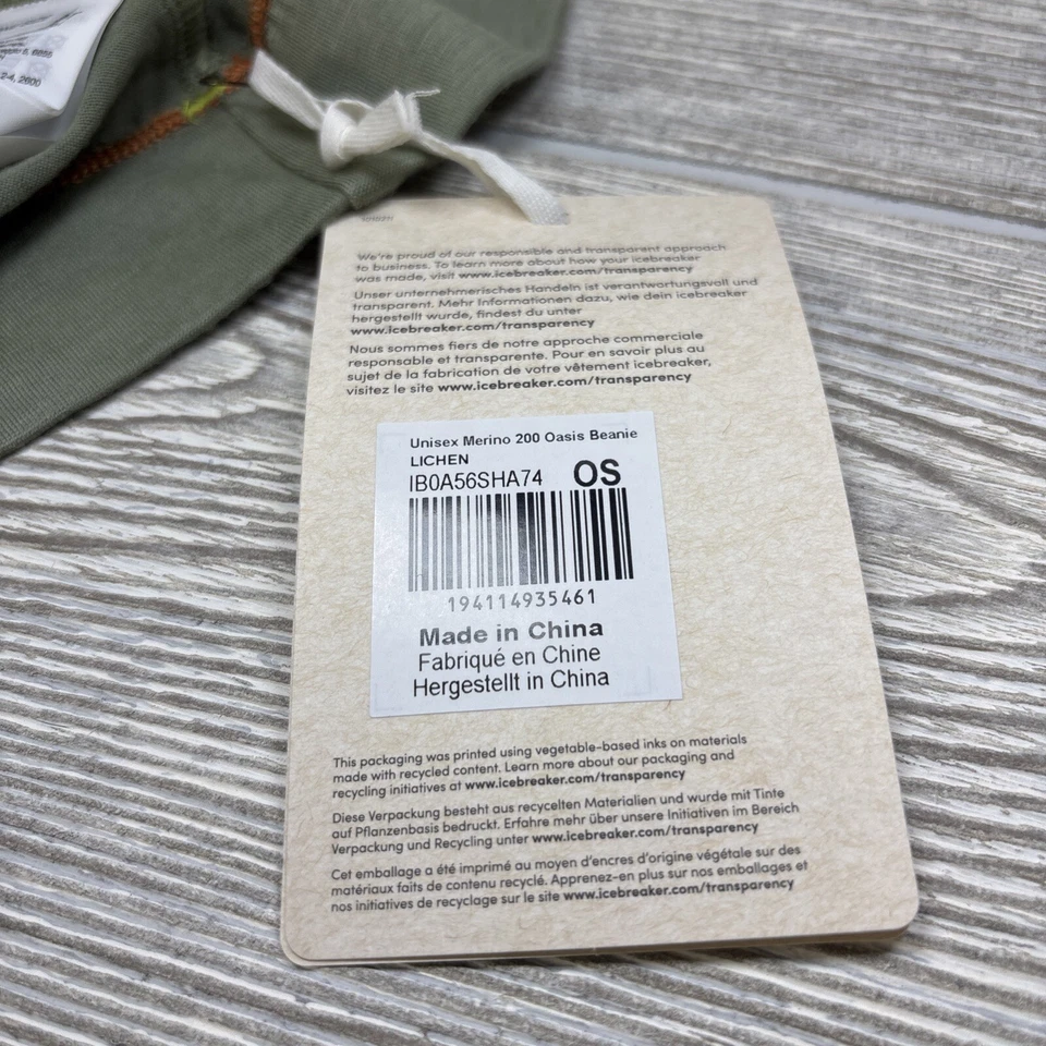Gorro Icebreaker Unisex Merino 200 Oasis Verde Liquen 100% Lana Merino OSFM Foto 4 de 4