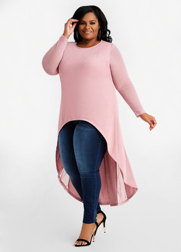 low pink textured chiffon duster shirt 