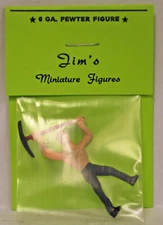 Man w/ Pick Figure, O O-27 Gauge, Metal Pewter, For Lionel Marx Train Layout