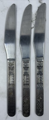 Cambridge Aztec Geometric Glossy Stainless 3 - Dinner Knives 8 1/2''