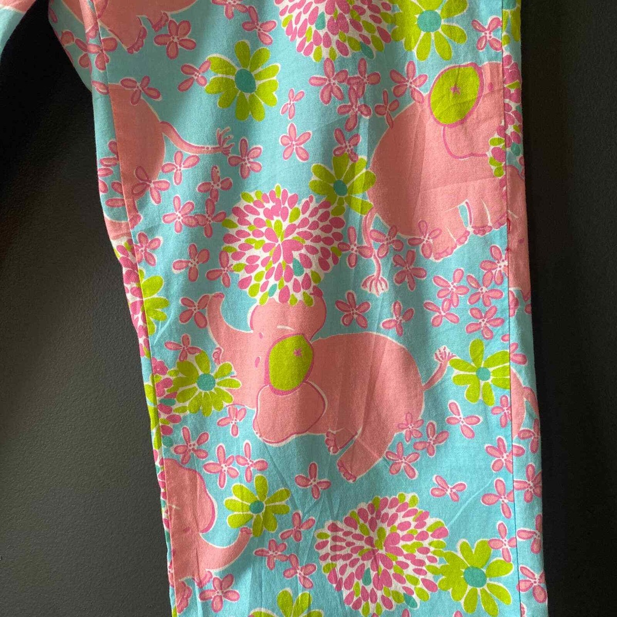 Lilly Pulitzer White Label Blue Pink Elephant Floral Print Pants  display picture 1