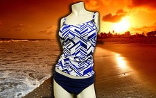 NWT PROFILE by GOTTEX Graphic BLUE BATHING SUIT Swimsuit TANKINI SET - 6