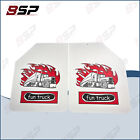 Pair White Fun Truck Pattern Angled Semi Truck Splash Guard 24"x30" Mud Flaps