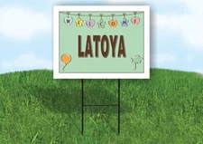 LATOYA WELCOME BABY GREEN  18 in x 24 in Yard Sign Road Sign with Stand