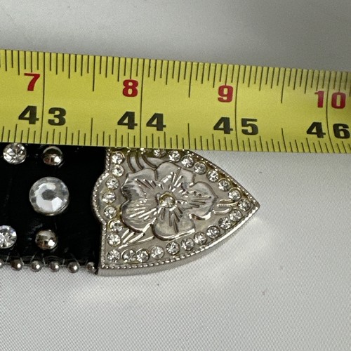 Nocona Western Rhinestone Studded Black Belt Women's Large 44" - Picture 16 of 18