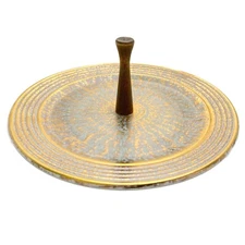 Vintage Stangl MCM Pottery Round Tidbit Handled Serving Dish  Antique Gold