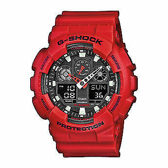 CASIO G-SHOCK GA-100B-4AER Analog Digital Digi Herren Uhr Rot - Afbeelding 1 van 1