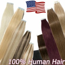 Reusable Seamless Hair Extensions Adhesive Tape in Skin Weft Remy Human Hair 12A