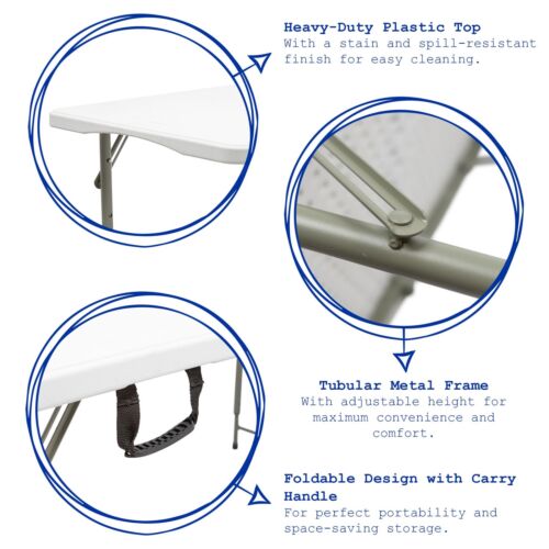 1x 120cm (4ft) Height Adjustable Folding Trestle Table for Camping Party Picnic - Picture 2 of 7