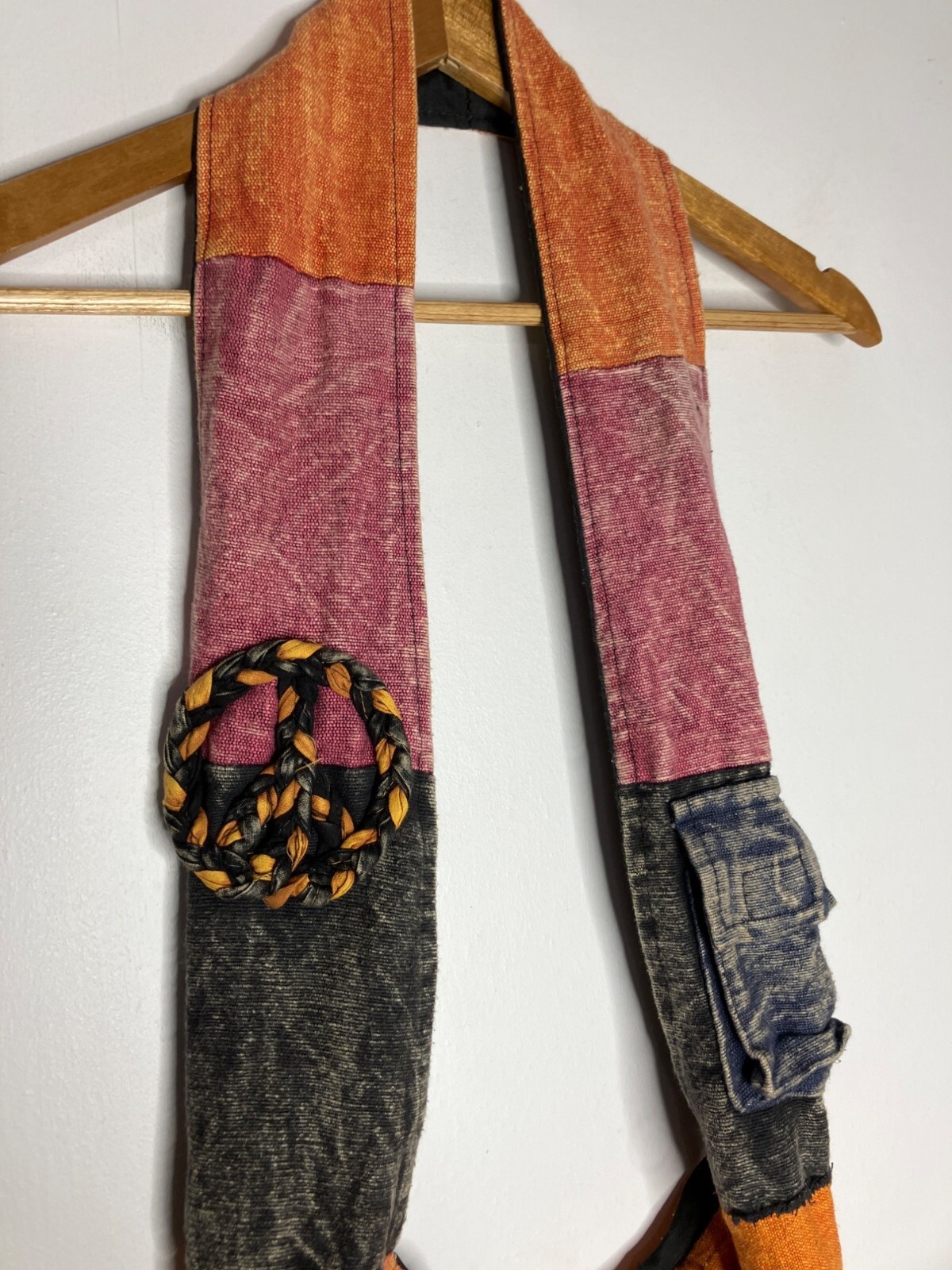 Handmade Patchwork Cotton Sling Bag zippered Purs… - image 3