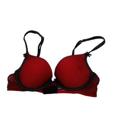 Adore Me Bra 34A Red Black Netting 