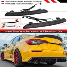 FOR 2022-2026 CIVIC SEDAN SMOKE LENS REAR BUMPER REFLECTOR LED SEQUENTIAL LIGHT
