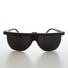 Black Futuristic Sporty Wraparound Vintage Sunglasses - Cherub