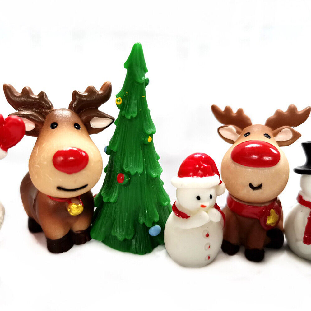 8pcs Mini Figure Santa Claus Snowman Reindeer Christmas Tree Xmas