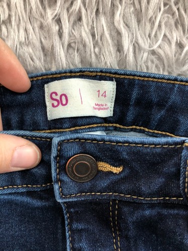 SO Jeans Skinny Girls Size 14 Medium Wash Mid Rise Adjustable Waist - Picture 9 of 13