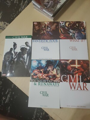 CIVIL WAR TPB BOOK LOT WHAT IF ROAD TO FANTASTIC FOUR YOUNG AVENGERS RUNAWAYS 