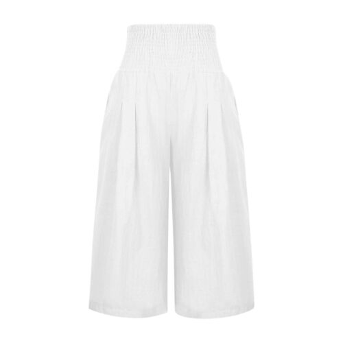 Women's Solid Color Casual Elastic High Waist Solid Color Cropped Capri Pants - Picture 19 of 64