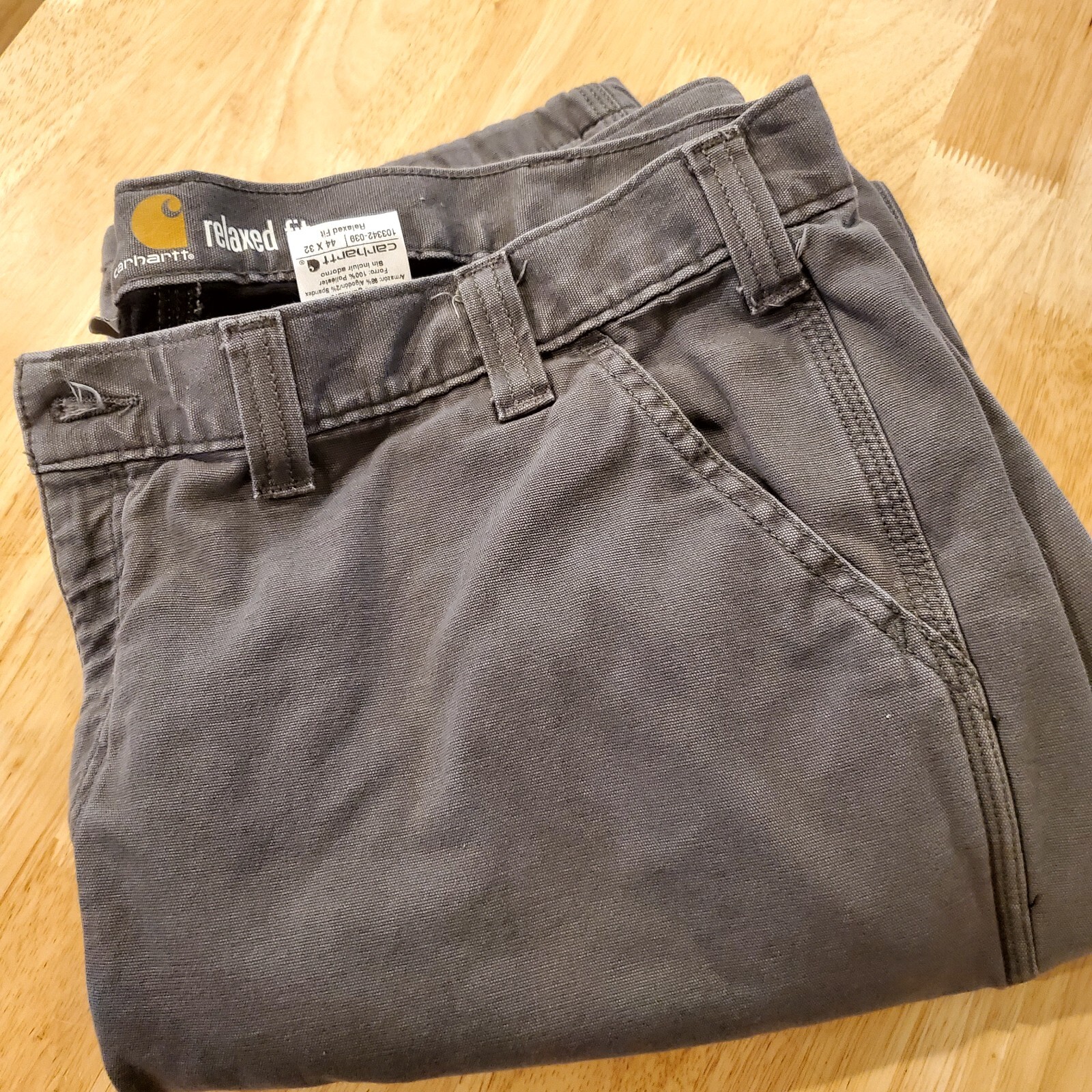 Fleece Lined Carhartt Pants Mens Gray Carpenter Work 44x32 Lined Warm