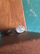 Ancienne Bague Poilu WW1 Aluminium Lettres Monogramme