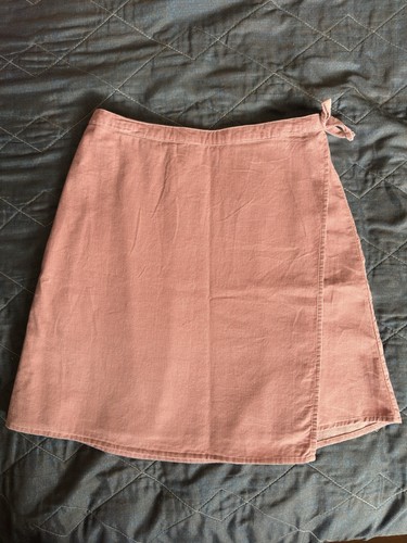 Nordstrom girls Pink Corduroy Wrap Skirt Tie Closure Elastic Waist L 10/12 years