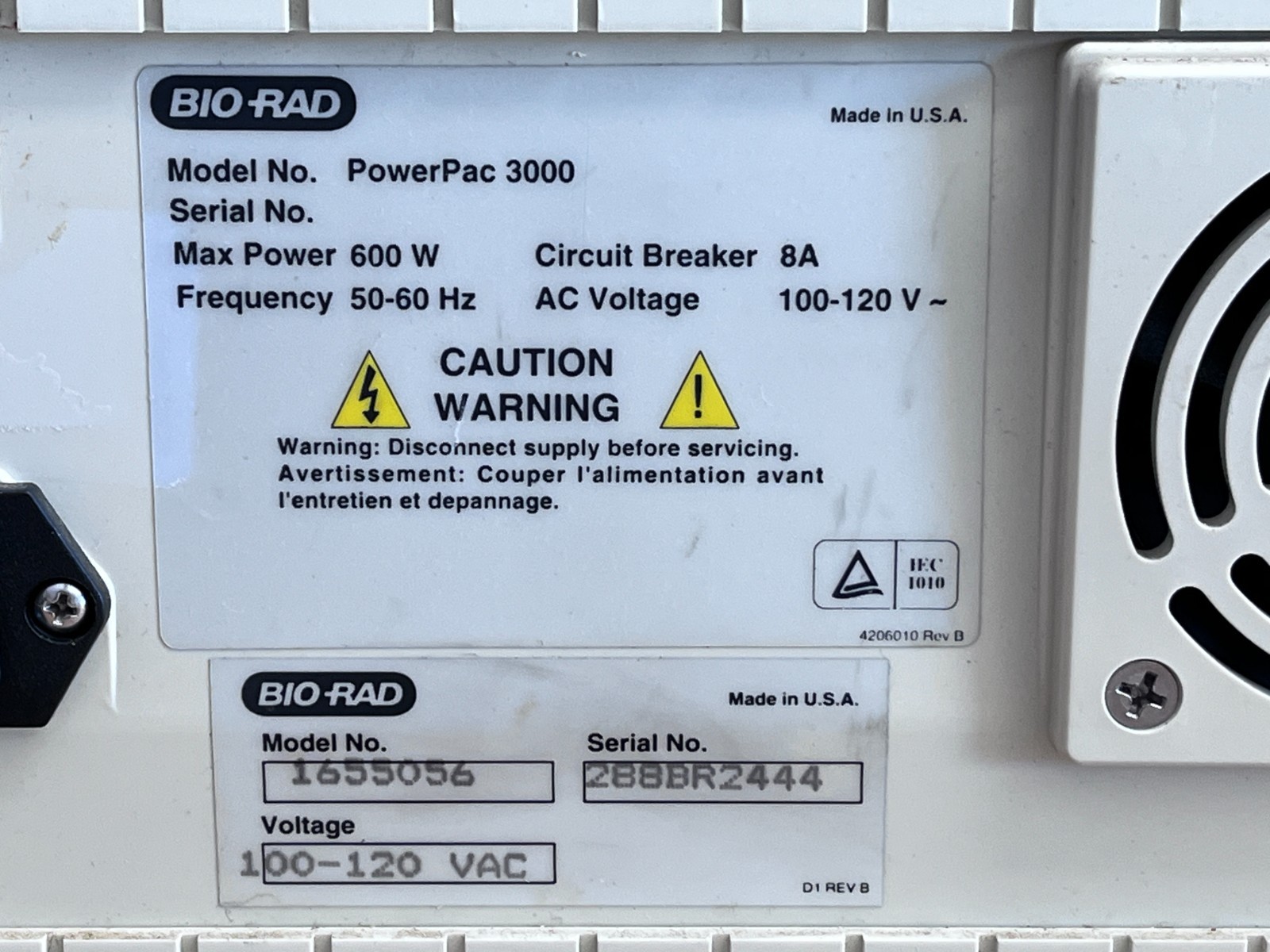 Bio-Rad PowerPac 3000 Electrophoresis Power Supply