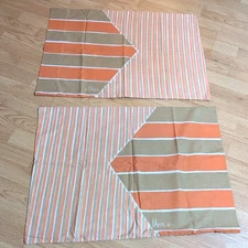 2 Vintage Vera Neumann Spectator Stripe Orange pillowcases Mod Retro