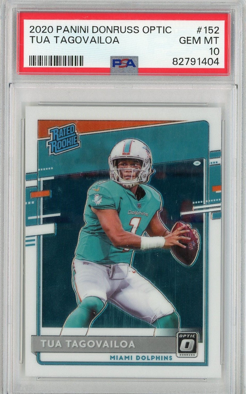 Graded 2020 Panini Donruss Optic Tua Tagovailoa #152 Rookie Card PSA 10
