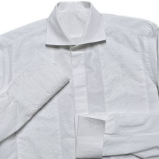 Robert Graham Dress Shirt Mens M 15.5 / 39 White French Cuff Lace Embroidered