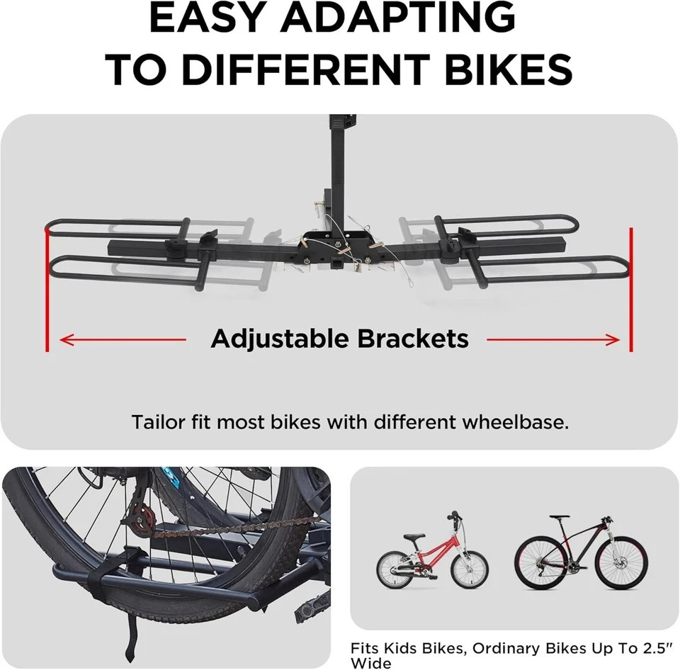 2 Bike Rack Carrier Vehicle Mount Truck Hitch Heavy Duty Folding w/ Lock NEW