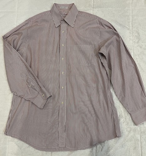 Jos A Bank Executive Collection Classic Burgundy/White Stripe Shirt 16.5/35