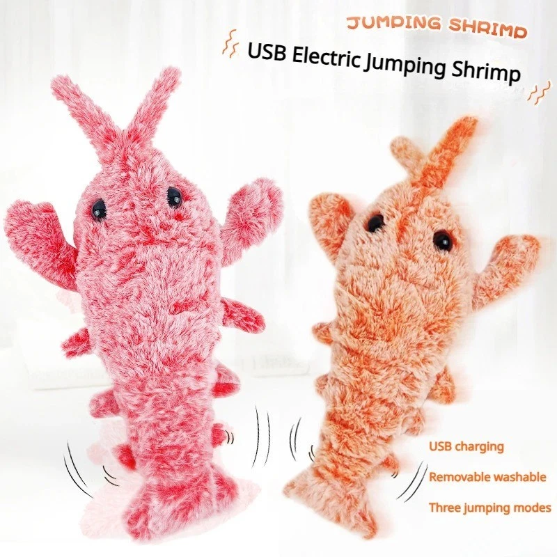 Electric Jumping Lobster Cat Toy USB Rechargeable Simulation Plush Pet Toy