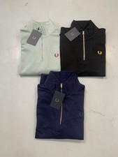 Fred Perry 1/4 Zip Sweatshirt Mens Tipped Tri...