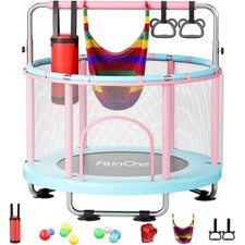 Kindertrampolin 140cm mit Schaukel Sicherheitsnetz Stahlrahmen max. 200kg pin...