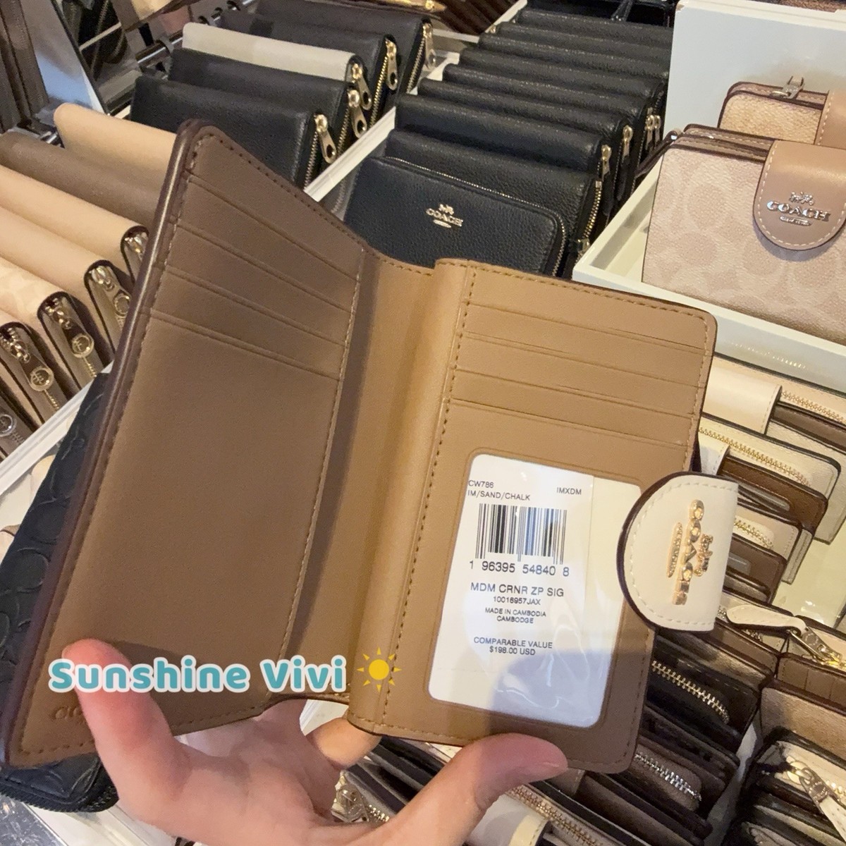 NWT Coach Medium Corner Zip Wallet In Signature Canvas CW786 SAND