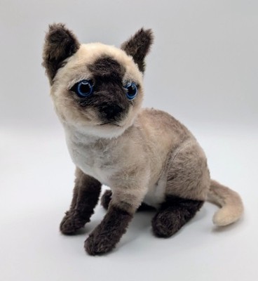 Realistic Sitting 10  Siamese Stuffed Kitty Cat - Face Feels Like Styrofoam