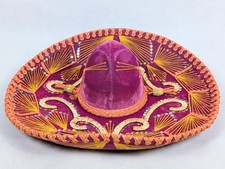 Authentic Pigalle Mexican Sombrero XXXXX Dark Pink Velvet Multi-Color Sequin