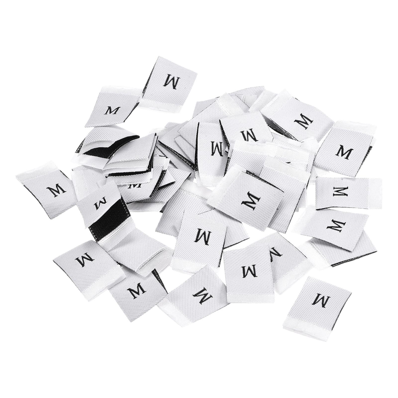 Clothing Sewing Size Label M Sizes Woven Embroidered Label White Pack of 100