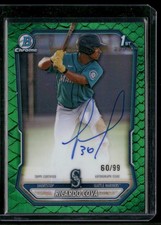 2026 Bowman Chrome Ricardo Cova Green Reptilian 1st Auto /99 #CPA-RC MARINERS