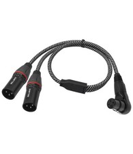2FT Right Angle XLR Female to Dual Male Cable,Y XLR Splitter Cable,90 Degree ...