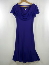 VTG 90s Womens Chiffon Accent Midi Dress Tag 8 Actual 4/6 RoyalPurple Y2K Formal