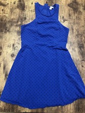 American Eagle Royal Blue Polka Dot High-Neck Skater Dress #329