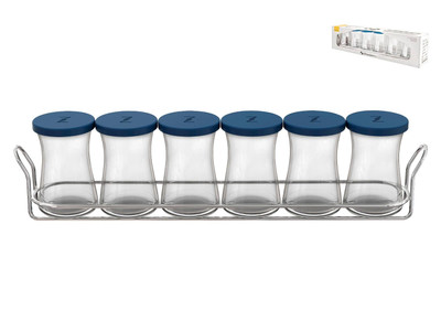 Set 6 Porta Spezie Zest Coperchio blue Cc 160 Trasparente Pasabahce
