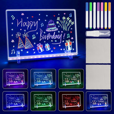 Lavagnetta in Acrilico Con Luci LED, 30 X 20 Cm Lavagna Promemoria LED Con 7 Col