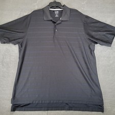 Adidas Golf Mens 2XL Black Climacool Striped Short Sleeve Polo Shirt