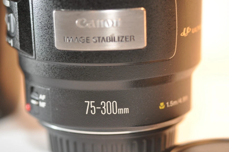 Canon EOS EF 75-300mm f/4-5.6 IS USM telephoto lens ET64 for EOS A2 T8 T7 90D 5D - Image 2 of 4