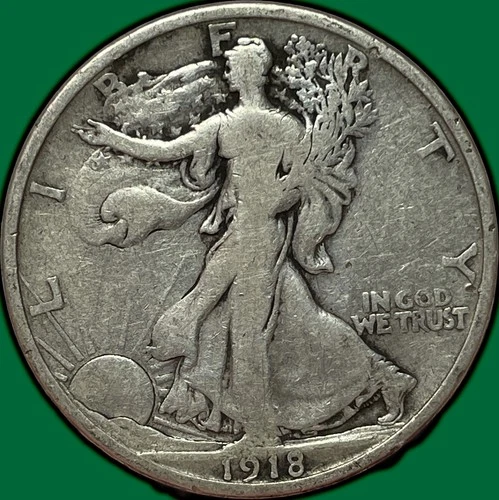 1918-D Walking Liberty Half Dollar Fine F Coin #28779
