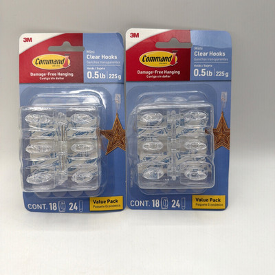 Command Mini Hooks Value Pack White 18 Hooks and 24 Strips Hanging 2 Pack
